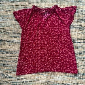 Old navy magenta blouse floral flutter sleeve